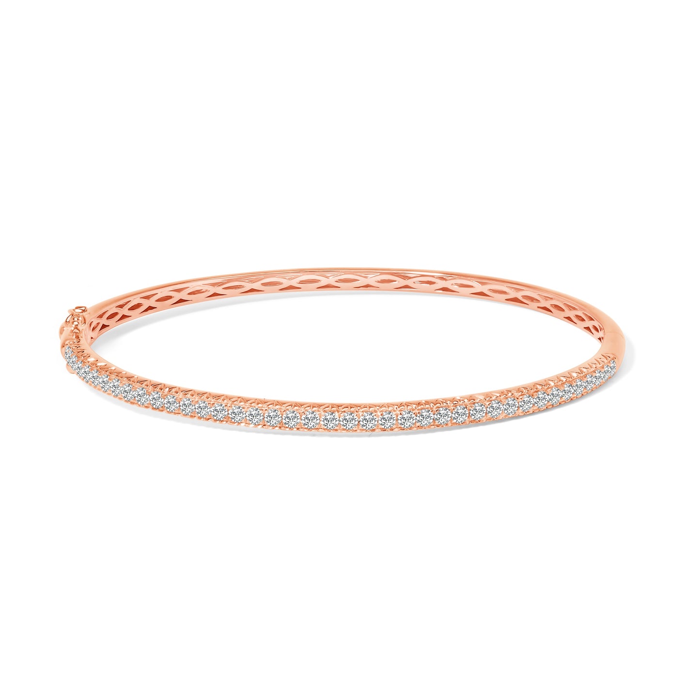 Bracelet jonc en or rose 14K avec diamants demi-éternité - 1,00 Cttw