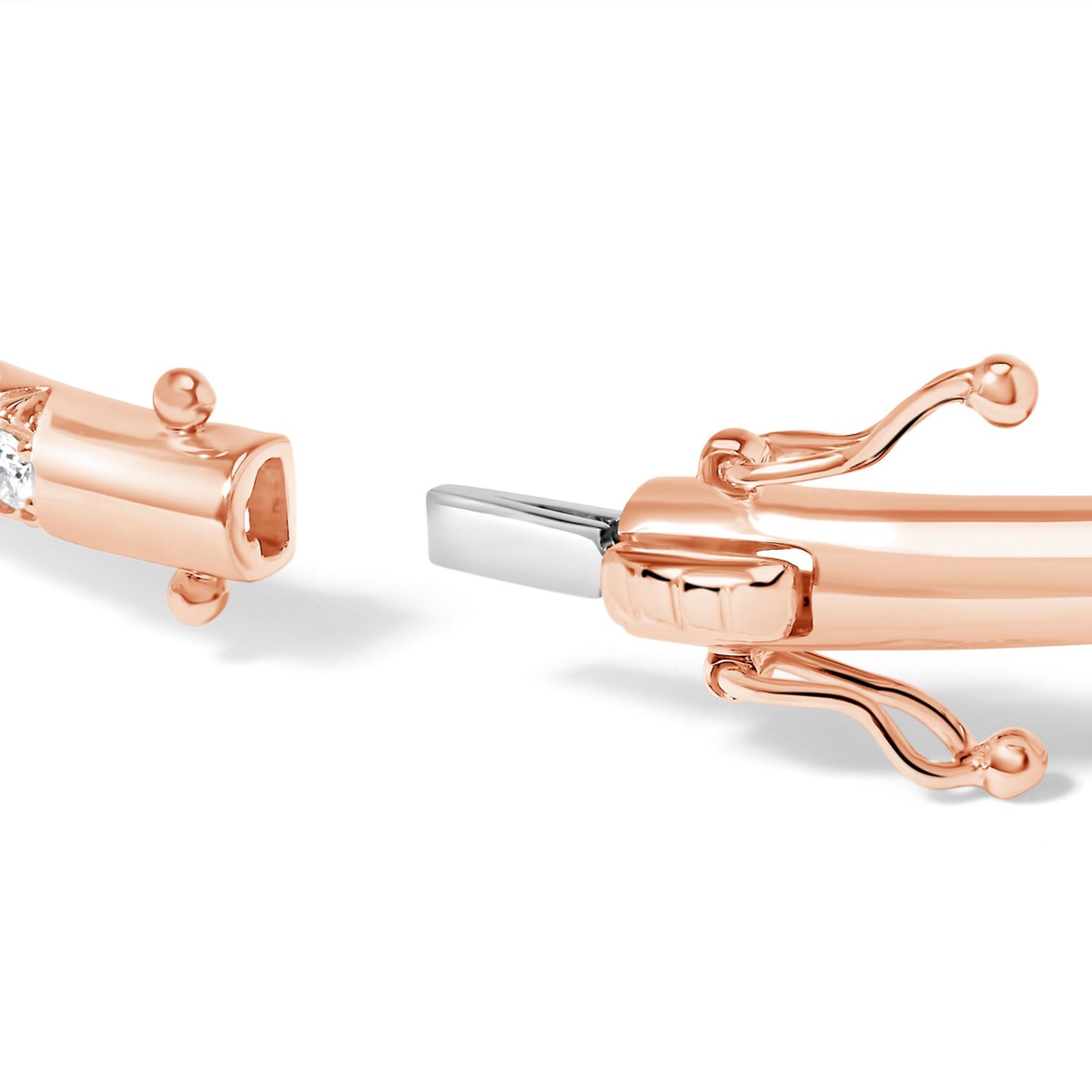 Bracelet jonc en or rose 14K avec diamants demi-éternité - 1,00 Cttw