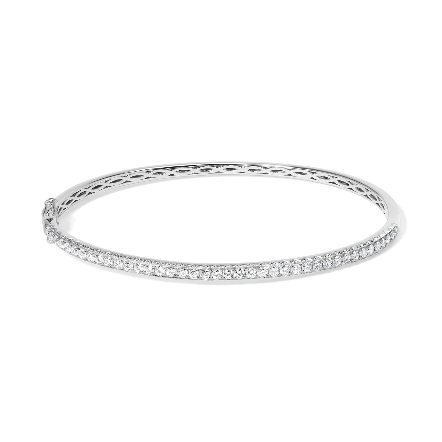 Bracelet jonc en or rose 14K avec diamants demi-éternité - 1,00 Cttw