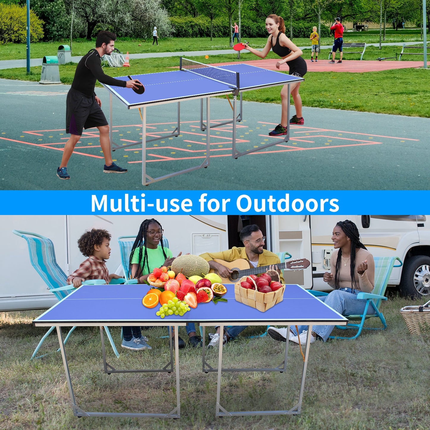 6ft Foldable Portable Table Tennis Table Set