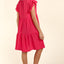 Elegant Full Size Smocking Ruffle Short Sleeve Dress with Pockets