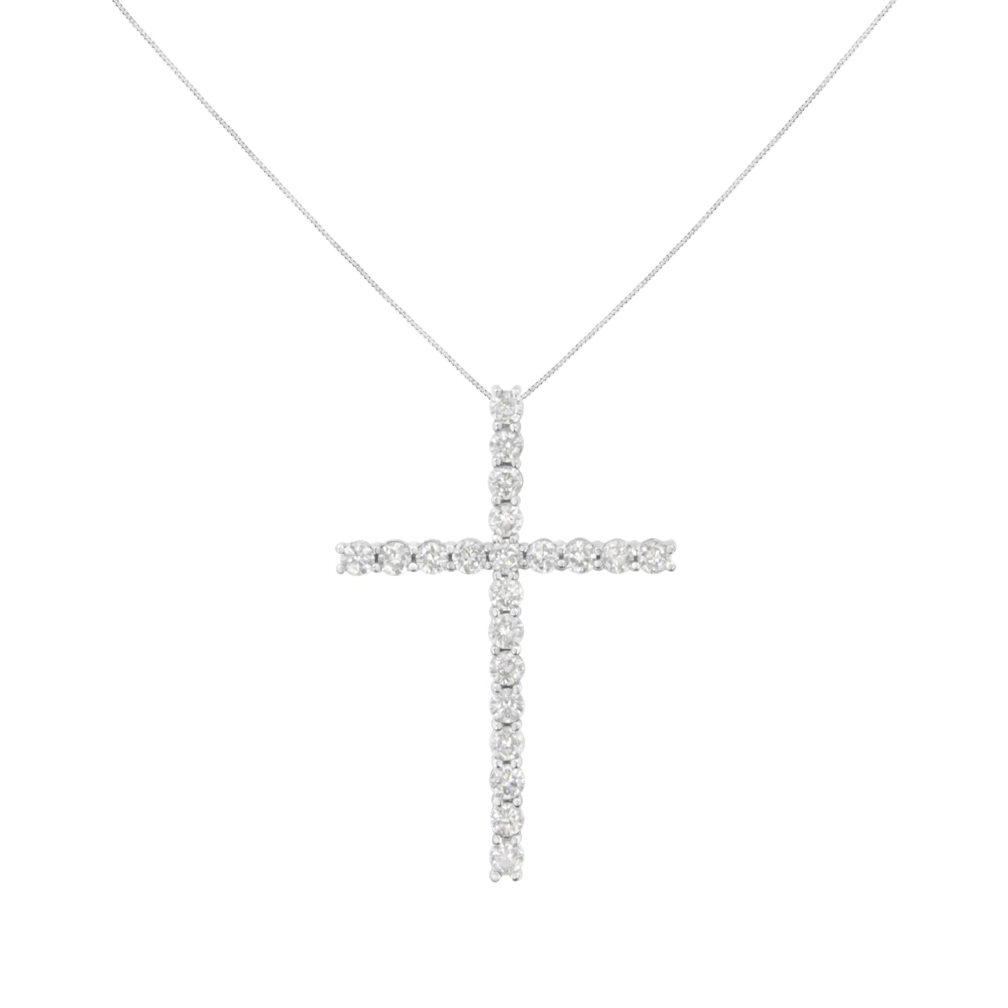 Collar con Colgante de Cruz de Diamante de Plata Esterlina .925 - 18"