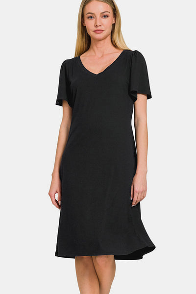 V-Neck Short Sleeve Dress for Women - Effortless Elegance