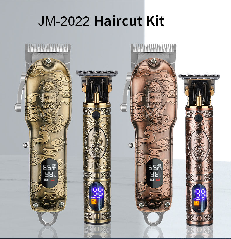 All Metal Hair Clipper Retro Oil Head Carving Scissors Machine Set USB Charging Electric Hair Clipper - Korvel