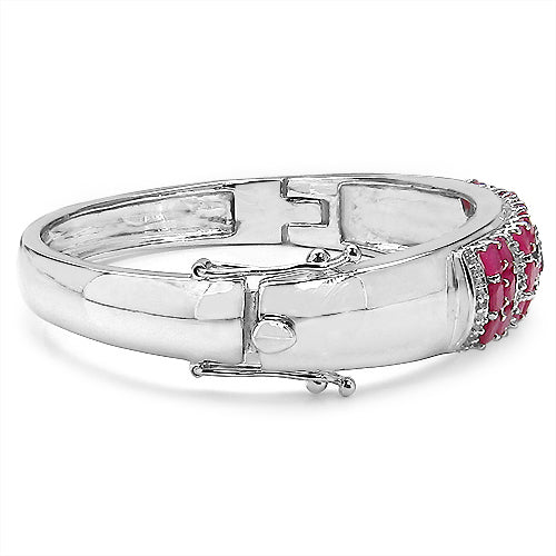 Bracelet en argent sterling avec rubis véritable de 6,65 carats et topaze blanche