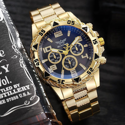 Men's Casual Sports Watch with Steel Strap and Large Dial