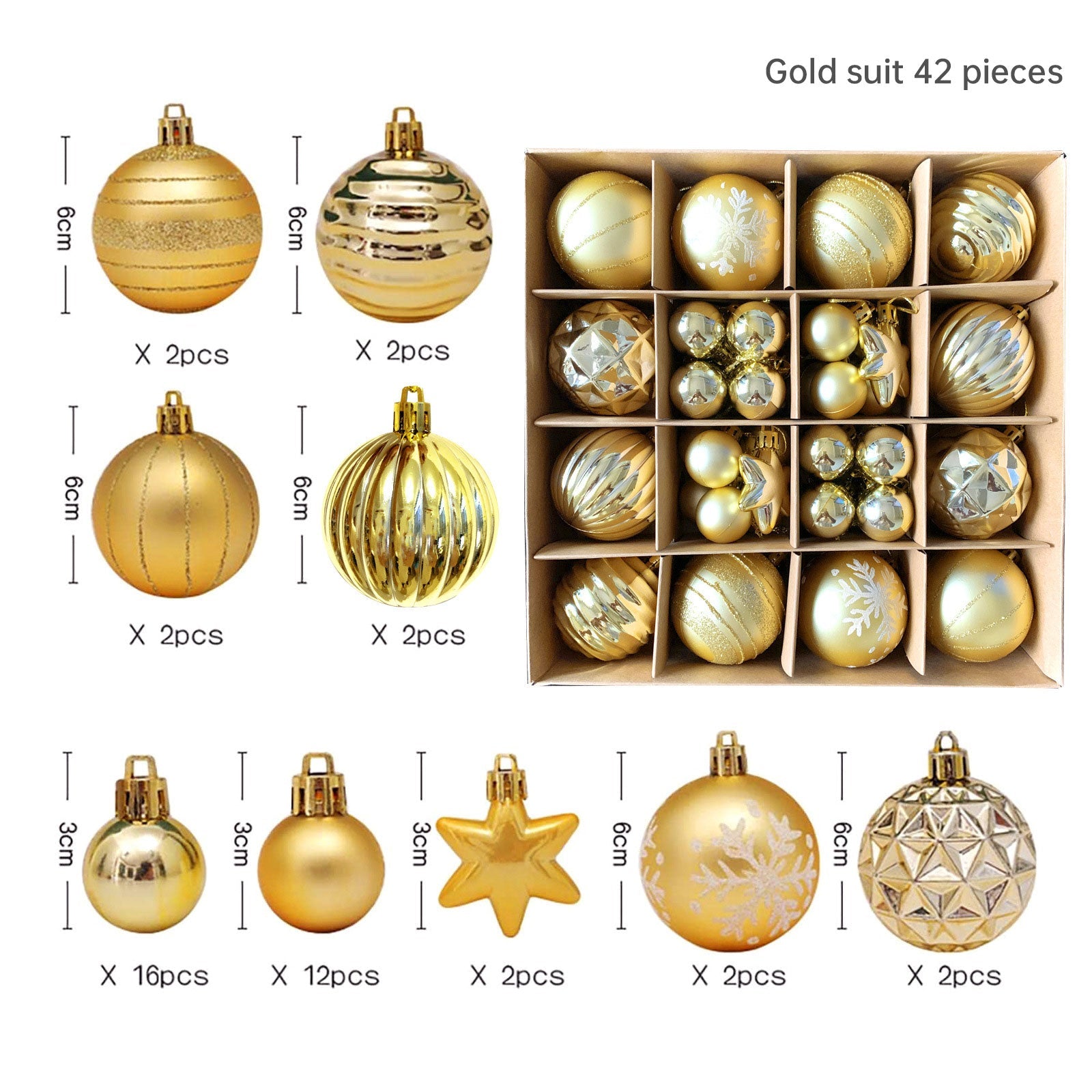 Christmas decoration 6cm electroplated ball plastic ball special-shaped painted Christmas ball gift Christmas tree pendant - Korvel