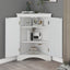 Elegante gabinete de almacenamiento triangular blanco con estantes ajustables