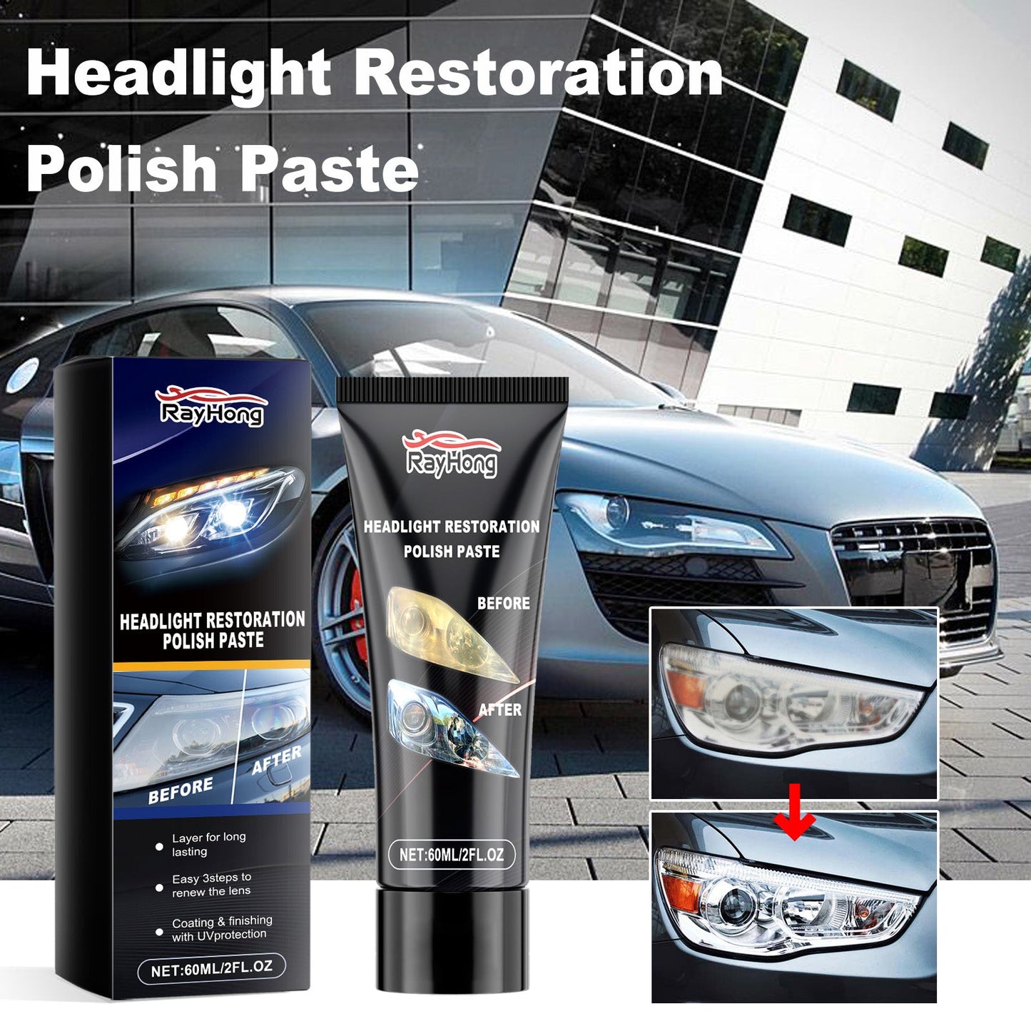 Pâte de polissage de phare premium pour l'entretien automobile