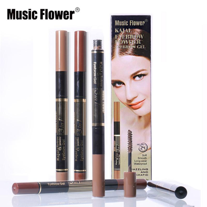 Music Flower Brand Eye brow Makeup Set Eyeliner+Eyebrow Powder+Eyebrow Brush Long-lasting Waterproof Quick Dry Comestic Tools - Korvel