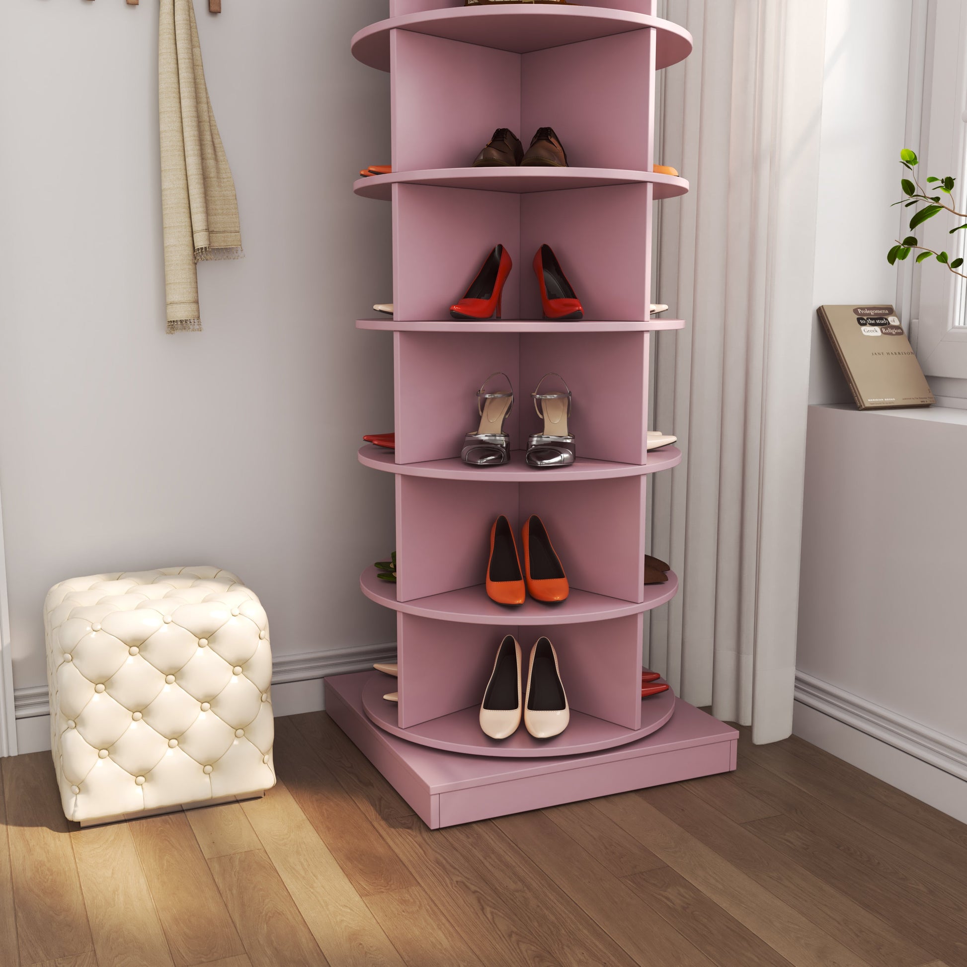 Pink 360 Rotating shoe cabinet 6 layers - Korvel