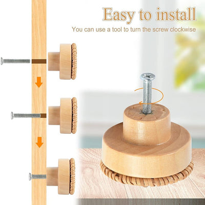 Vine Woven Circular Wooden Handle for Cabinets