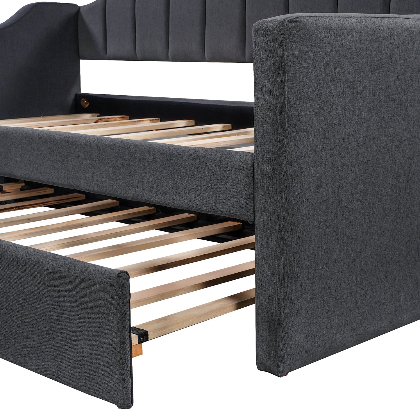 Upholstered Twin Daybed with Trundle Black - Korvel