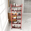 Red 6-story rolling cart gap kitchen ultra-thin sliding out storage tower shelf with wheels, 6 baskets - Korvel