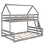Twin over Full House Bunk Bed with Built-in Ladder Gray - Korvel