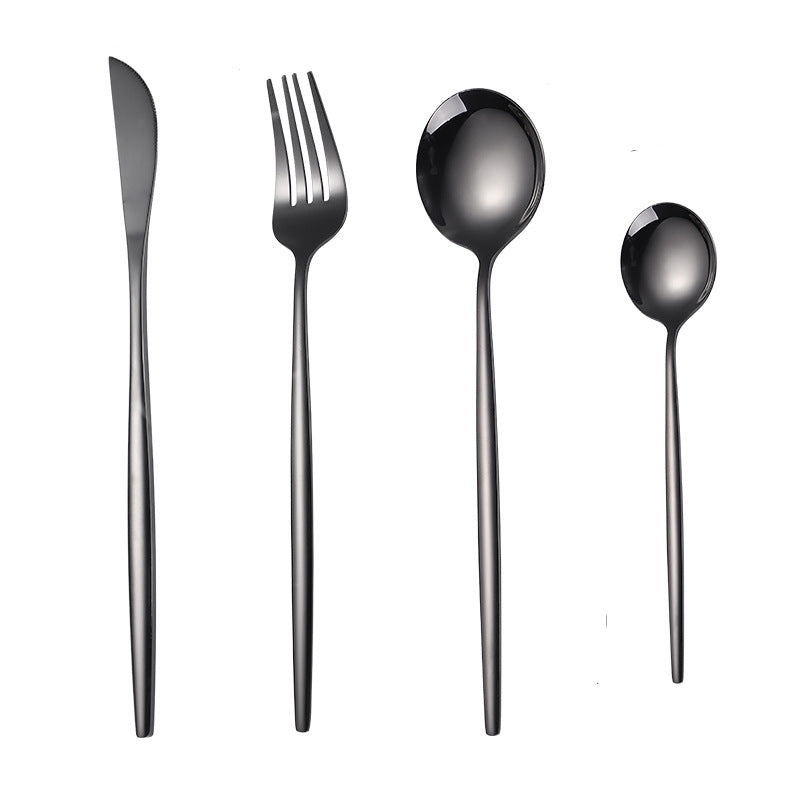 Portuguese Stainless Steel Knife Fork Spoon Golden Steak Knife Fork Set Four-Piece Tableware Set - Korvel