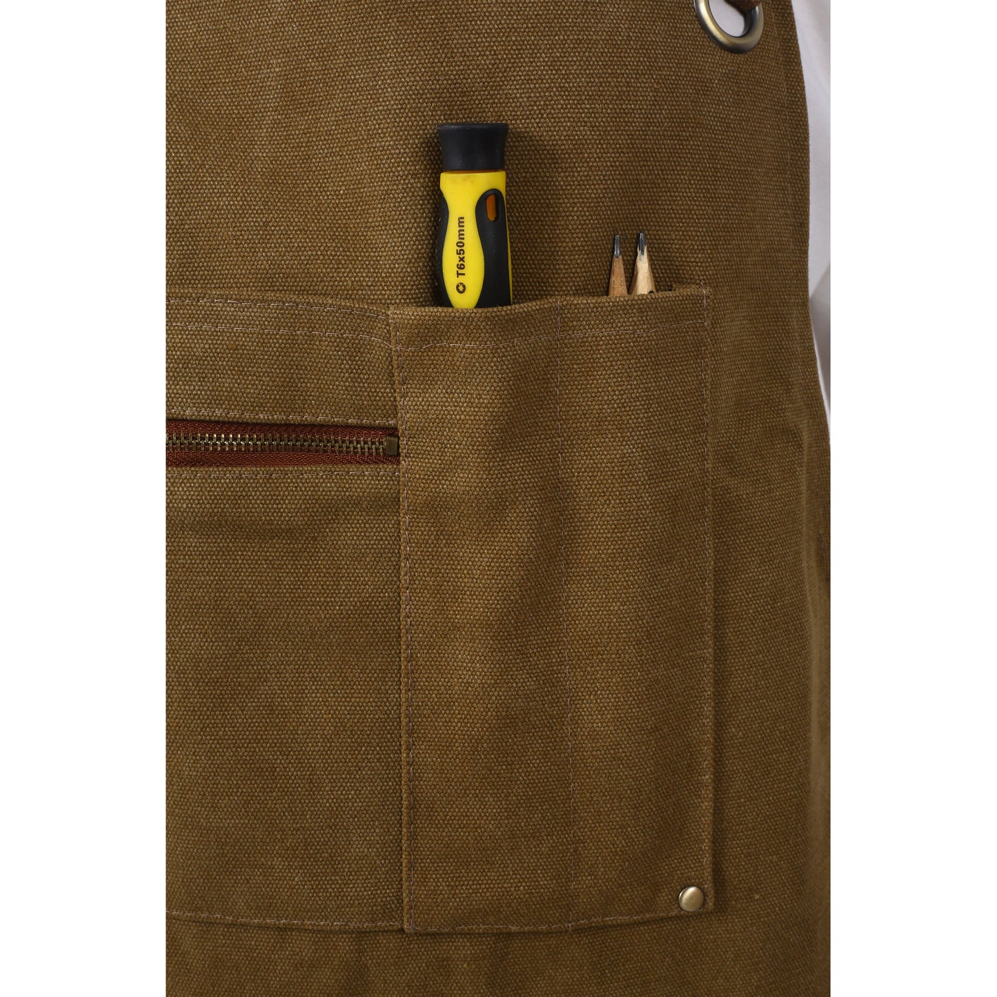 Long heavy-duty canvas tool apron, carpenter apron, carpenter 16 ounces, fully adjustable, no need for waxing - Korvel