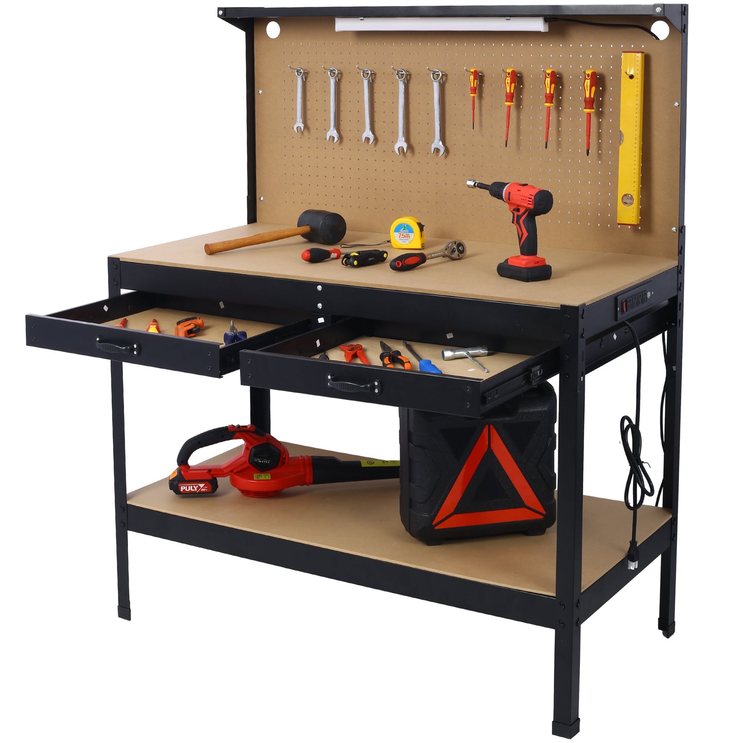 Premium Steel Workbench with Drawer and Peg Board