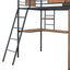 Twin Size Loft bed with L-shape Desk and Wardrobe, Black - Korvel