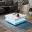 ON-TREND High Gloss Minimalist Design with LED Lights 2-Tier Square Coffee Table White - Korvel