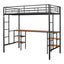 Twin loft bed with table and shelf/Heavy duty sturdy metal/Built in table and shelf/Noise reduction/Safety fence - Korvel