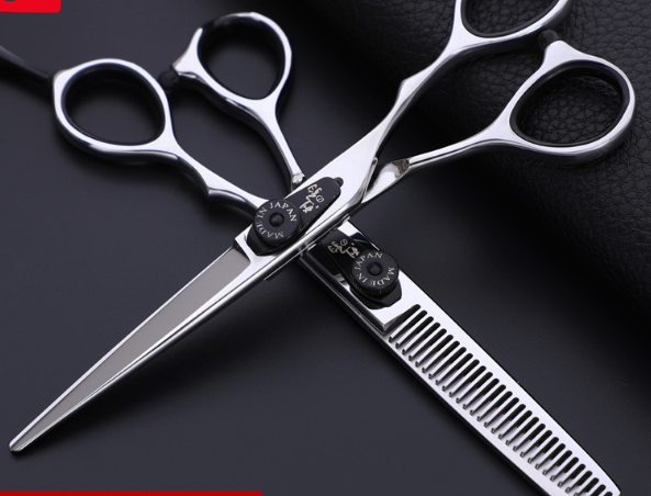 Professional Japan 440c 6 & 5.5 inch rainbow cut hair scissors set cutting shears thinning barber scissor hairdressing scissors - Korvel
