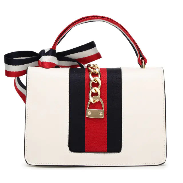 Elegant Small Square Crossbody Bag with Ribbon Detail