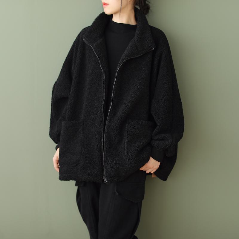 Manteau enveloppant en lambswool décontracté grande taille pour femmes