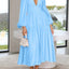 Elegant Lightweight Deep V-Neck Balloon Sleeve Maxi Dress