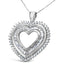 Collar de colgante en forma de corazón de plata esterlina .925 con diamantes