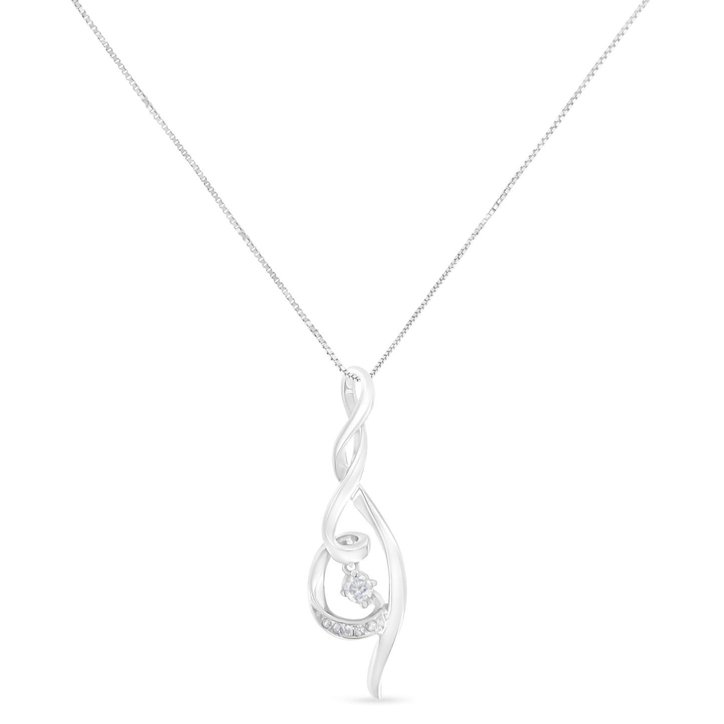 Collier Pendentif Tourbillon en Diamant en Or Blanc 10K Espira