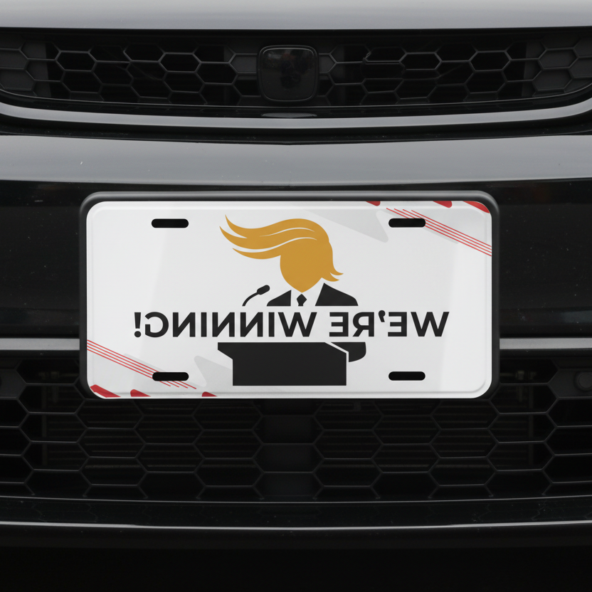 WE'RE WINNING! Mirror-Readable Political Parody Vanity Plate