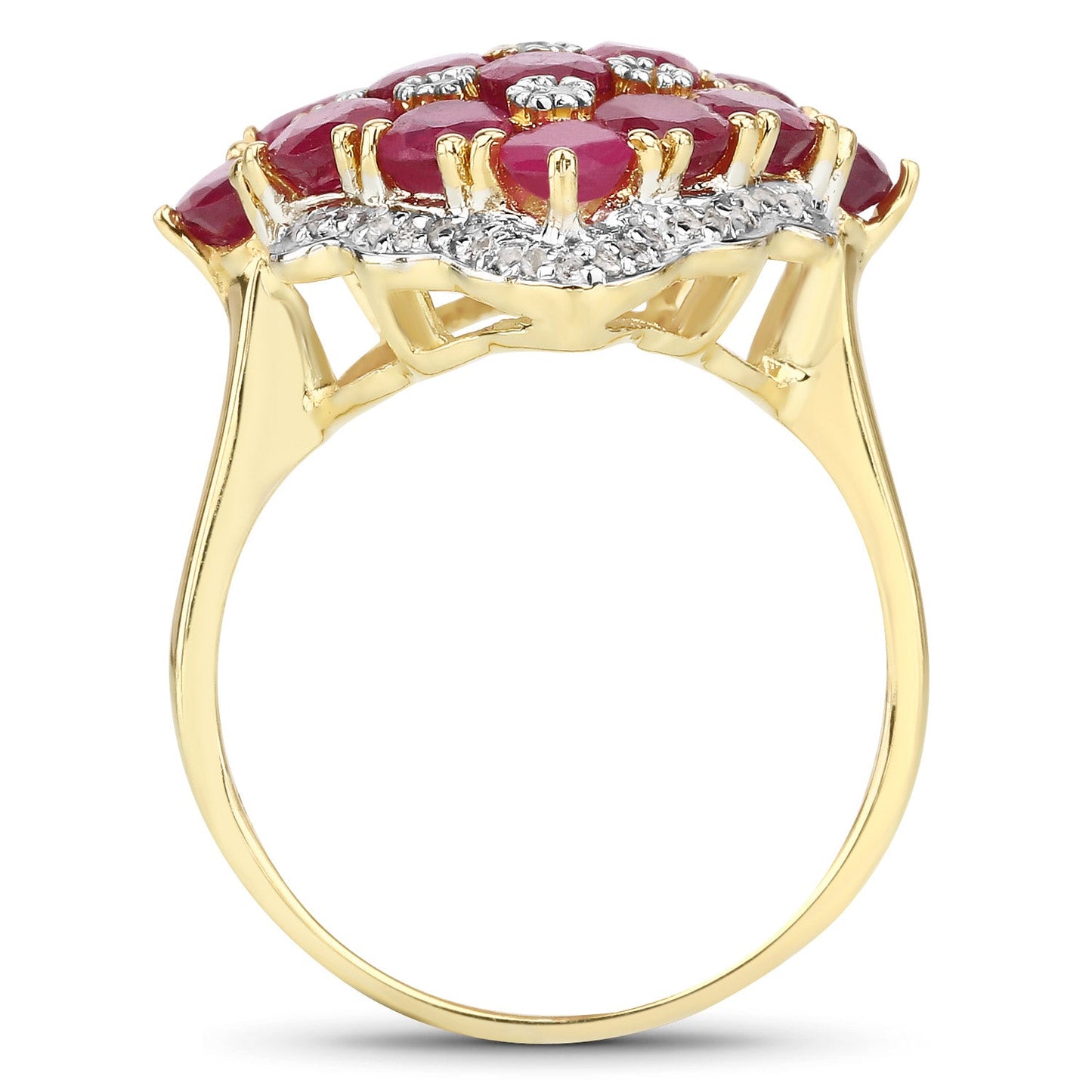 Bague en argent sterling élégante avec rubis de 6,49 carats et topaze blanche