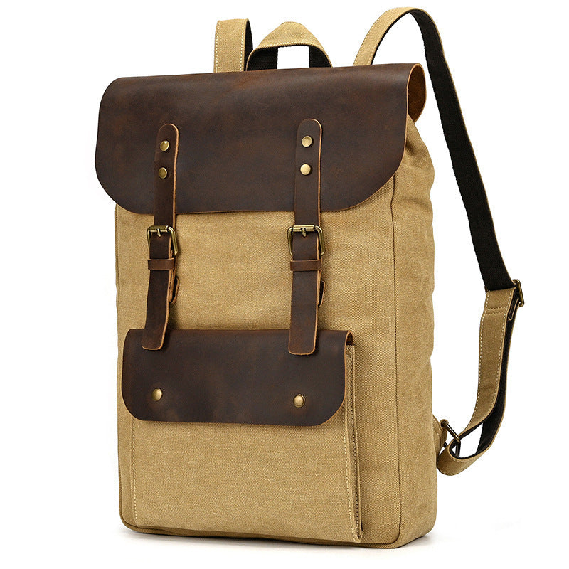 Premium Canvas Leather Large Capacity Backpack