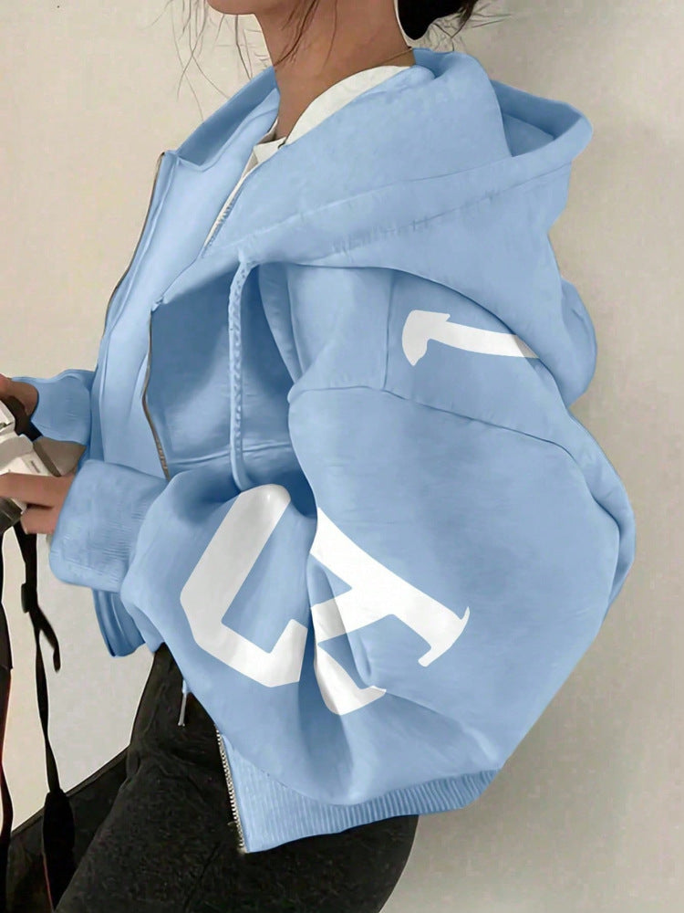 Sudadera con cremallera de manga larga y corte relajado para mujer