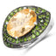 6.11 Carat Genuine Citrine & Chrome Diopside Sterling Silver Ring