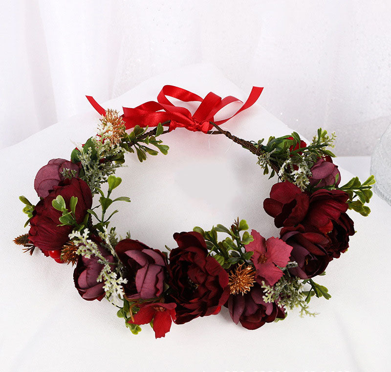 Korean style flower garland headwear, fresh flower crown, fashion show, dance party, flower crown, vacation, countryside props, - Korvel