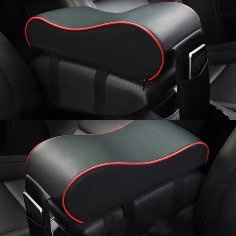 Leather Car Central Armrest Pad Black Auto Center Console Arm Rest Seat Box Mat Cushion Pillow Cover Vehicle Protective Styling - Korvel