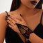 Halloween Finger Mesh Tassel Bracelet Punk Alloy Rose Lace Floral Handmade for Women - Korvel