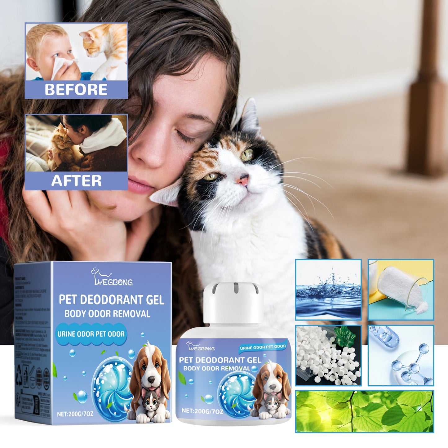 Pet Deodorant Gel, Cat And Dog Body Kennel Cattery Clean Odor Air Fresh Deodorizing Gel - Korvel
