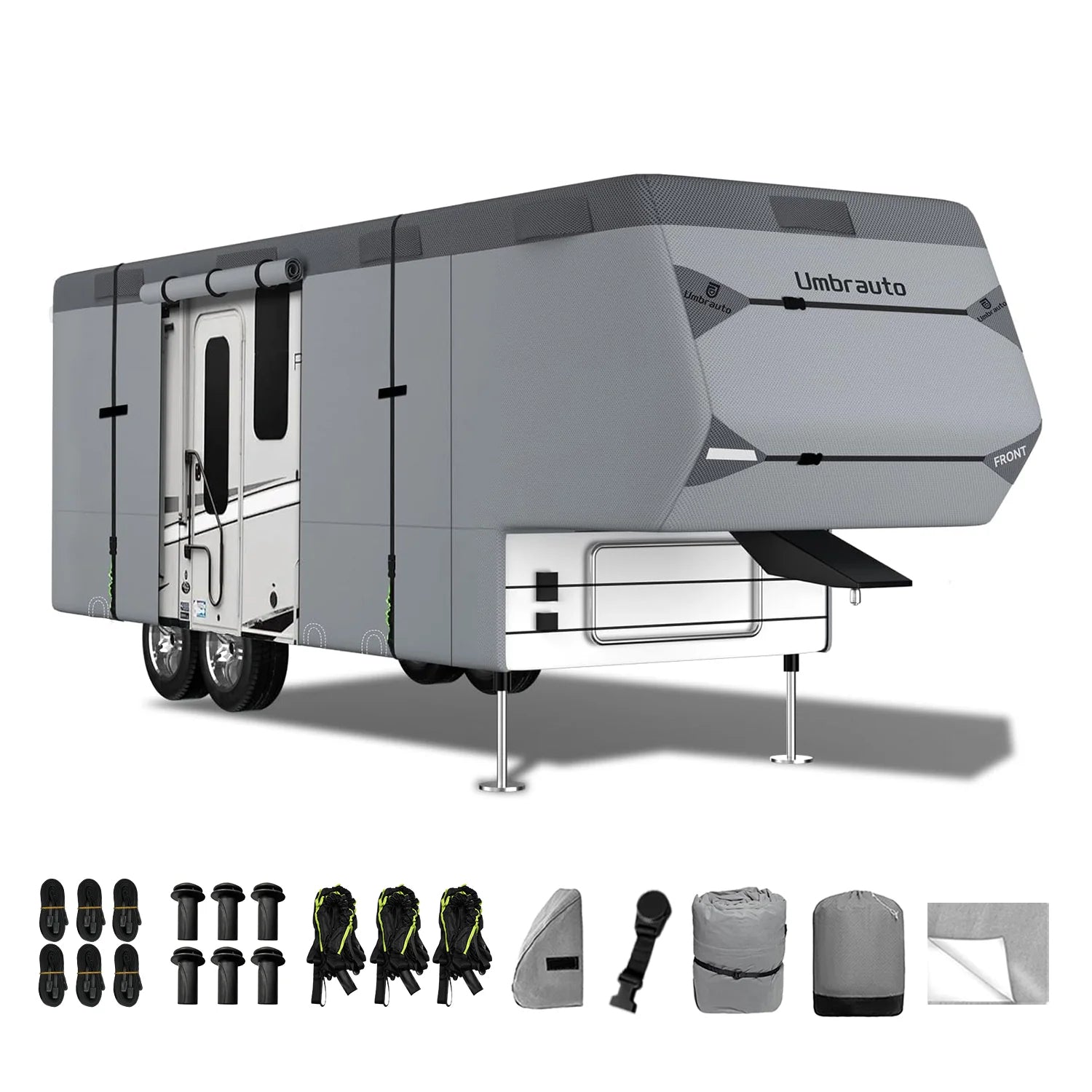 Umbrauto 5th Wheel RV Cover Upgraded 7 Layers Top Anti-UV Waterproof Breathable Camper Covers - Korvel