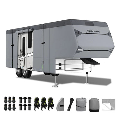 Umbrauto 5th Wheel RV Cover Upgraded 7 Layers Top Anti-UV Waterproof Breathable Camper Covers - Korvel