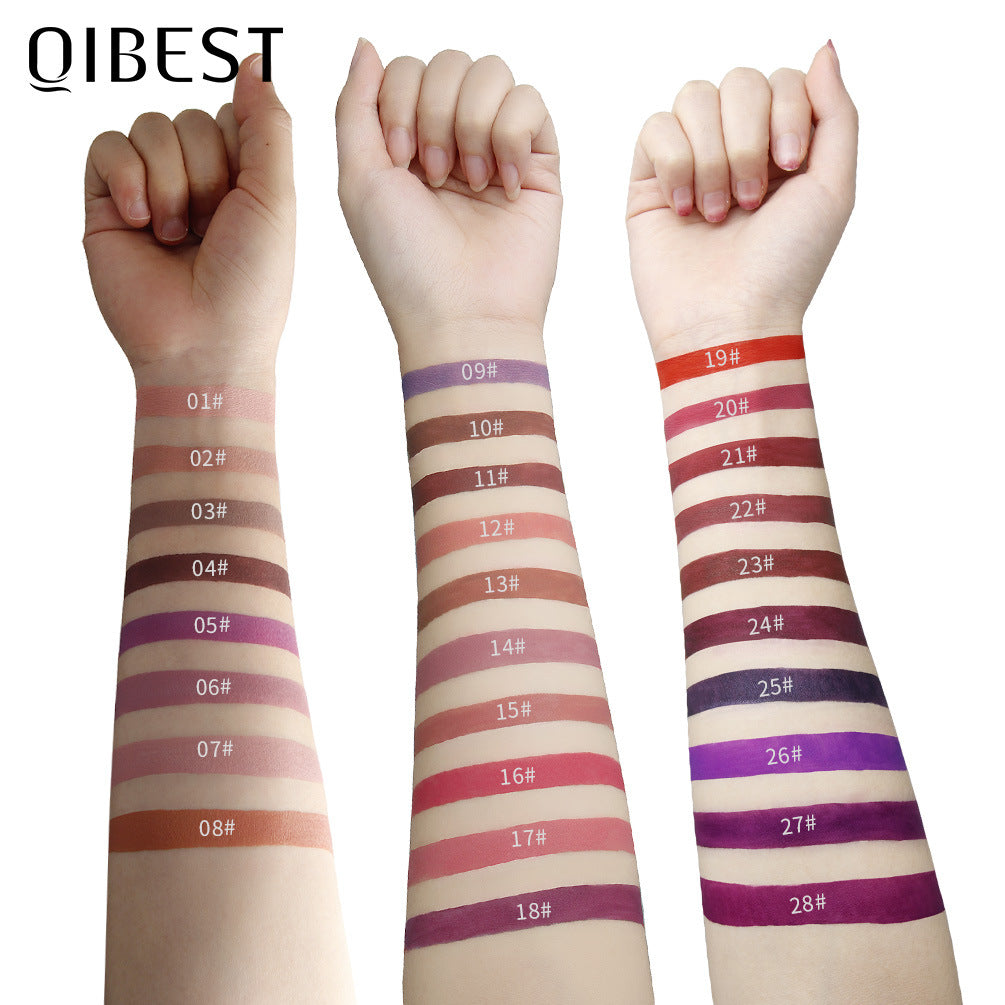 QIBEST Brillo de Labios Hexagonal - Pintalabios Líquido Mate de Larga Duración