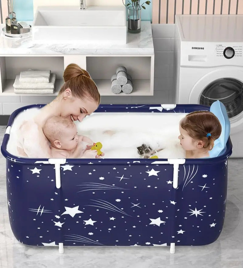 120CM Bathtubs Folding Bath Bucket Thicken Shower Barrel Adult IceTub Baby Swimming Pool Insulation Family Bathroom SPA Tub - Korvel