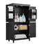Elegant Black Bathroom Floor Storage Cabinet with Adjustable Shelves