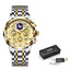 Montre à quartz squelettique multifonctionnelle pour hommes - Étanche