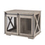 Farmhouse Dog Cage Crate Furniture with Sliding Barn Door, Farmhouse Wooden Dog Kennel End Table with Flip-top Plate Dog House - Korvel