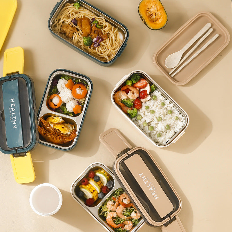 Microwave-heatable 316 stainless steel sealed single-layer compartment insulation lunch box lunch box bento box - Korvel