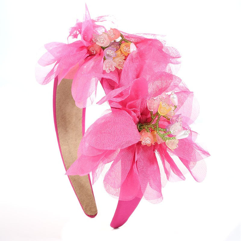 Fashionable handmade fabric crystal flower headband - Korvel
