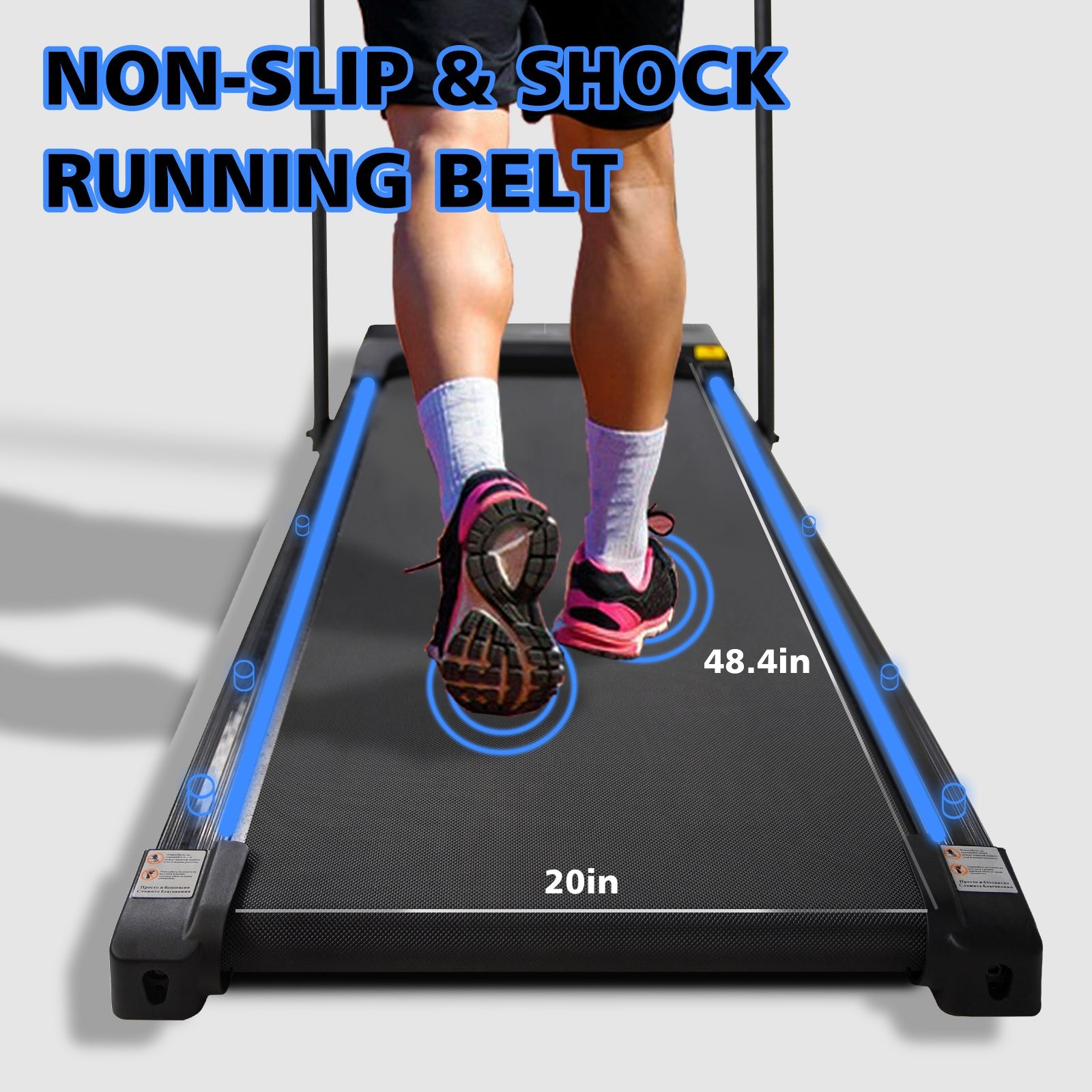 Walking Pad Treadmill Under Desk 2 in 1 Folding Portable Treadmill for Home Office Walking Jogging Machine 240 lb Capacity Black - Korvel